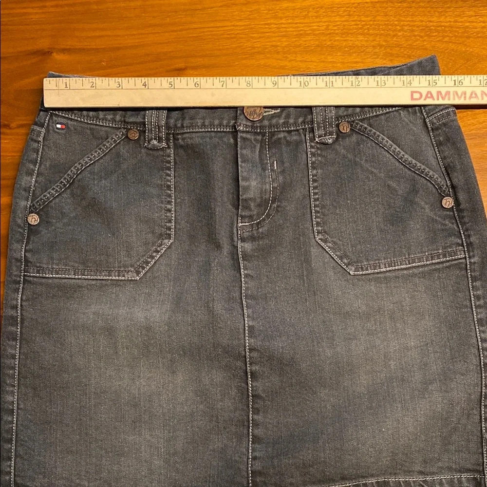 Tommy Hilfiger black/Gray Denim Skirt Y2k - Picture 4 of 8